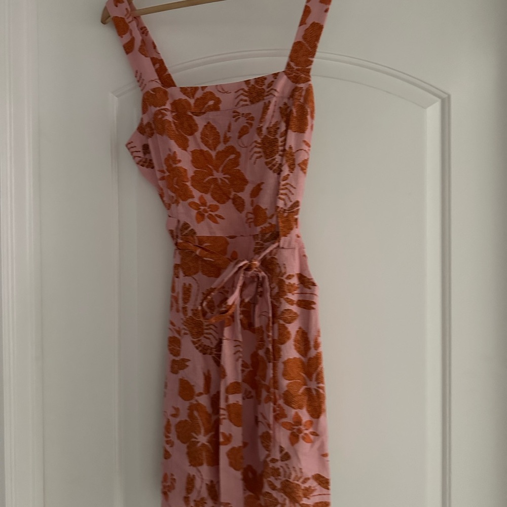 FARM Rio Pink and Orange Floral Midi Dress